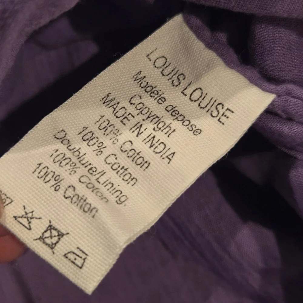 Louis Louise Girls Purple‎ Cotton Gauze Embroidered Floral Dress Size 8